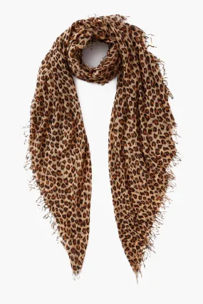 Cashmere and Silk Scarf Roasted Pecan Leopard