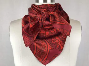 CR Deep Red Print Silk Scarf