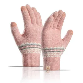 Double Layer Fleece Thick Wool Touch Screen Gloves 68232218C