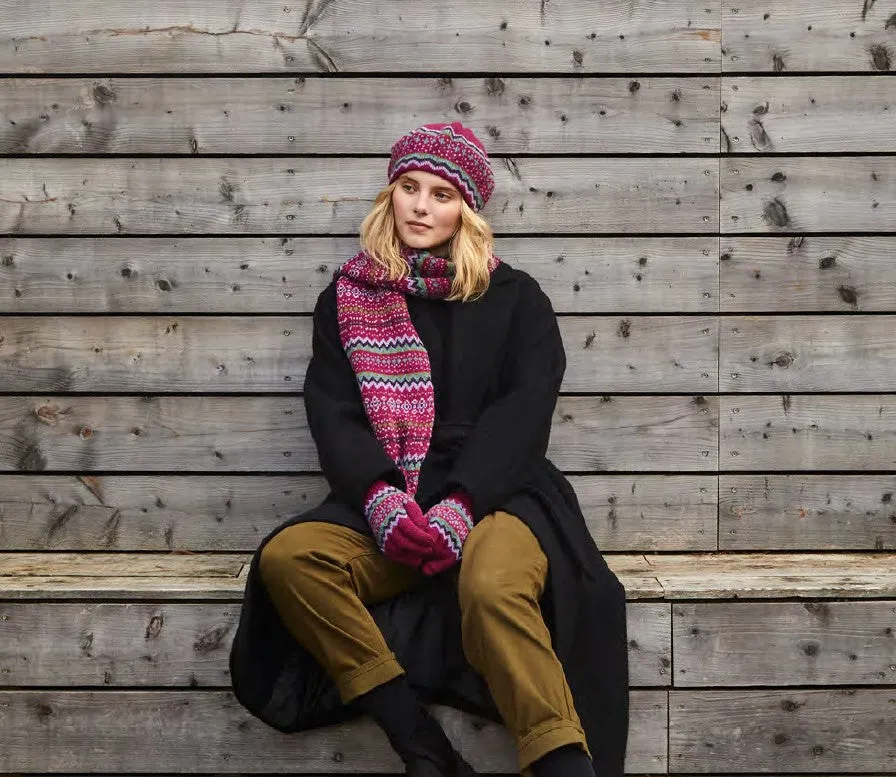 Fairisle Beret Hat Scarf and Gloves Set in Beige | Hope | Lomond