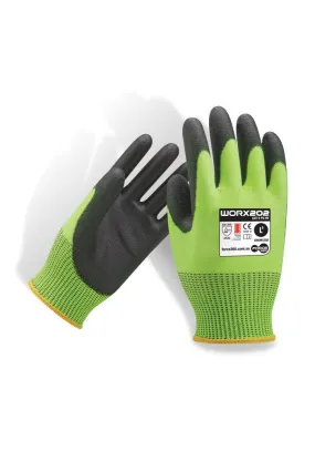 Force360 Cut 5 PU Hi Vis Gloves GWORX202