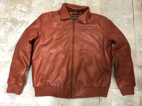 Men's Classic Baseball Leather Jacket [Rust]