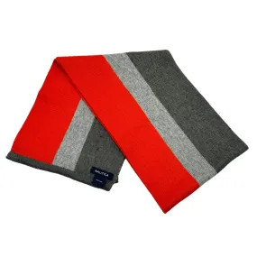 NAUTICA Striped Wool Blend Scarf - Grey & Orange