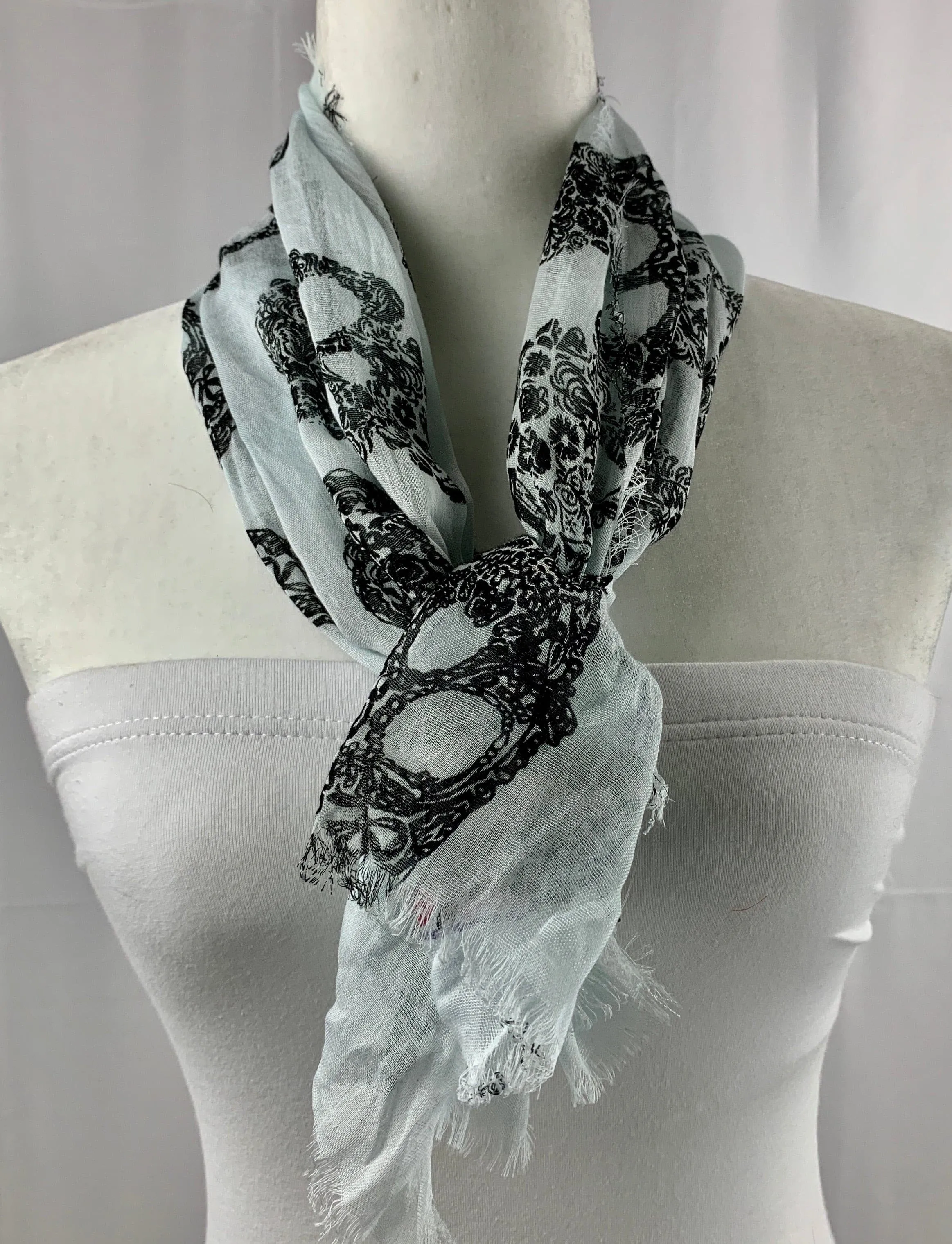 Soft Blue Sugar Skull Neck Scarf